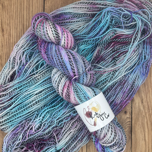 Aqua/Purple One of a Kind - Zebra Fingering Sock